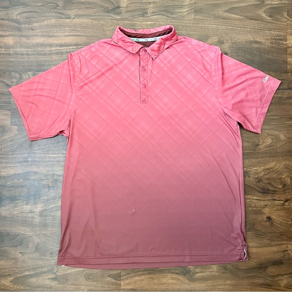 Walter Hagen Polo Short Sleeve Shirt Red Ombre Diagonal Stripes Men’s Size XL